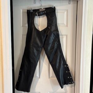 Classic Leather Gear Black leather moto Chaps- Womens- Sz-XXs